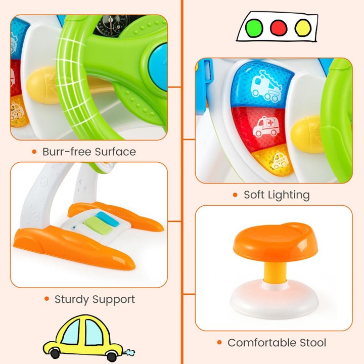 Babbler Kids Simulation Driving Toy – Interactive Steering Wheel with Lights, Sounds & Music (Age 3+)