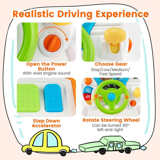 Babbler Kids Simulation Driving Toy – Interactive Steering Wheel with Lights, Sounds & Music (Age 3+)