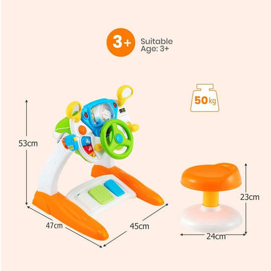 Babbler Kids Simulation Driving Toy – Interactive Steering Wheel with Lights, Sounds & Music (Age 3+)