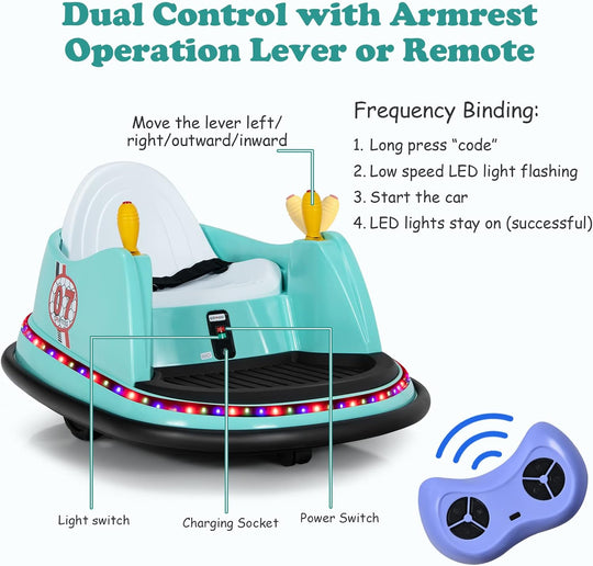 Kids Indoor Bumper Car – Electric Ride-On Toy with Lights, Music & Remote Control (Ages 2–5)